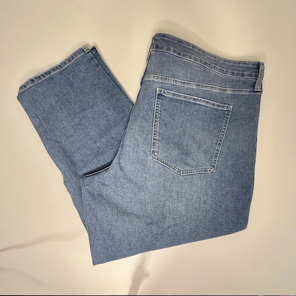 Terra & Sky Straight Leg Jeans Womens 22W Petite Blue New High Rise Light Wash